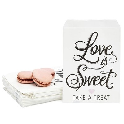 Sparkle and Bash Love Is Sweet Paper Treat Bags 1 count (Pack of 100), white