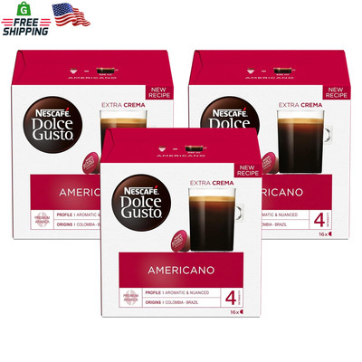 Nescafe Dolce Gusto Coffee Pods, Americano, 16 Capsules, Pack of 3