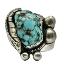 Vintage Navajo Sterling Silver Blue Turquoise Ring Size 7.75