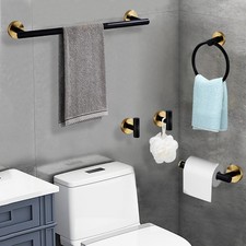 Black Gold Bathroom Bath Hardware Accessories Set Towel Bar Kit Matte For Home