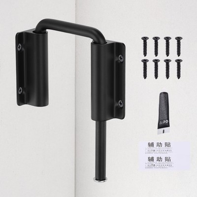 Stainless Steel Sliding Door Lock, U-Bolt Door Latch, Black(with Adhesive)