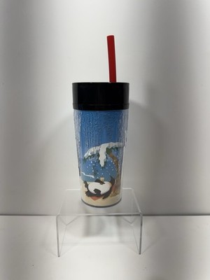 1997 Starbucks 3D Icicle Penguin With Straw Tumbler NEW
