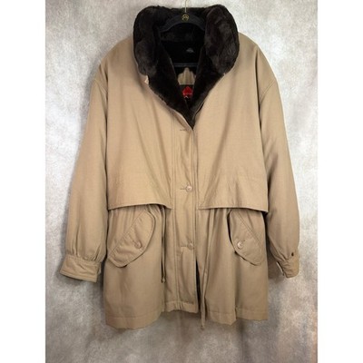 Alorna Active Parka Women Medium Tan Faux Fur Lined Vintage Winter Coat Utility