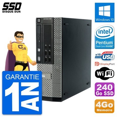 PC Dell Optiplex 990 SFF Intel Pentium G840 RAM 4Go SSD 240Go Windows 10 Wifi