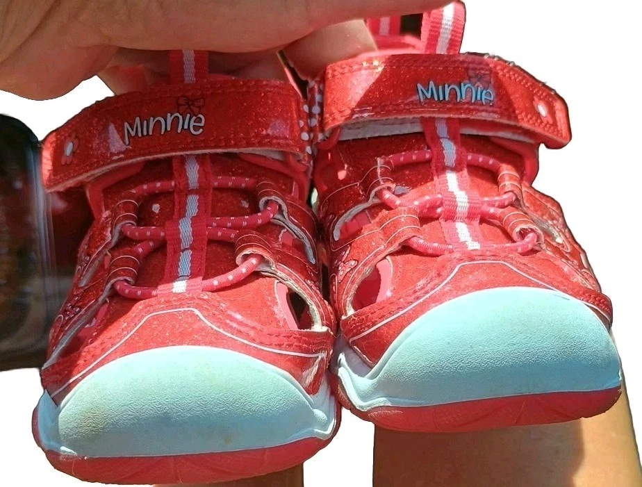 Sandalias de Trekking Disney Jr Minnie Mouse Usadas en Excelente Condición ROJAS para Niños Pequeños Talla 8 SUELAS ILUMINADAS Foto 3 de 4