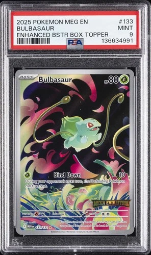 2025 POKEMON MEG EN-MEGA EVOLUTION ENHANCED BOOSTER BOX TOPPER BULBASAUR PSA 9