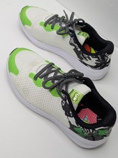 UNDER ARMOUR Boys Size 7Y WHITE/Green/Black Sneakers 3024746-100 Running Shoes