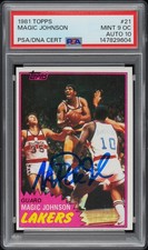 1981 TOPPS #21 MAGIC JOHNSON PSA 9 OC AUTO 10