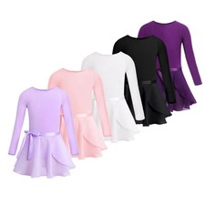 Kids Ballet Dance Dress Girls Leotard Dancewear Clothes with Tied Skirt Set