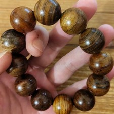 Natural Wood 20mm 12pcs Buddha Round Prayer Beads Lucky Bracelet Rosary Jewelry