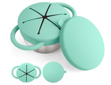 Stainless Steel Snack Containers for Toddlers Spill-Proof Silicone Lid/Handles