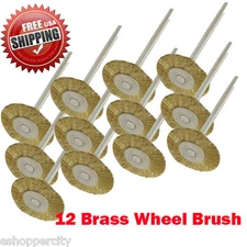 12 Rotary Brass Wire Brush Wheel Dremel 3000 4000 1/8" Shank 428 Clean Polish