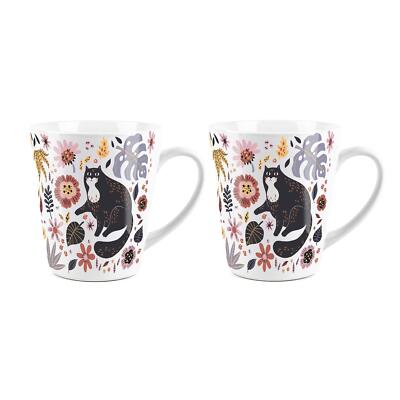 Boho Katzen Latte Becher Set - Bohemian Cat Lovers Kaffeetasse Geschenkset 2