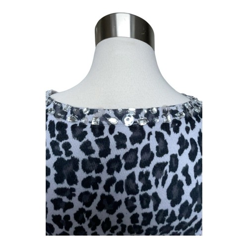 Quacker Factory Cardigan Women's 2X Sweater Leopard Print Black Beaded Trim - Picture 6 of 6