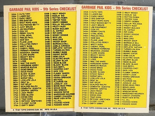 Topps Garbage Pail Kids 1987 9a serie set completo 88 carte GPK OS9 - Foto 5 di 6