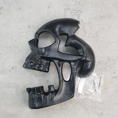 Skeleton Skull Wall Decor 9'' Heavy Cast Metal Goth NEW