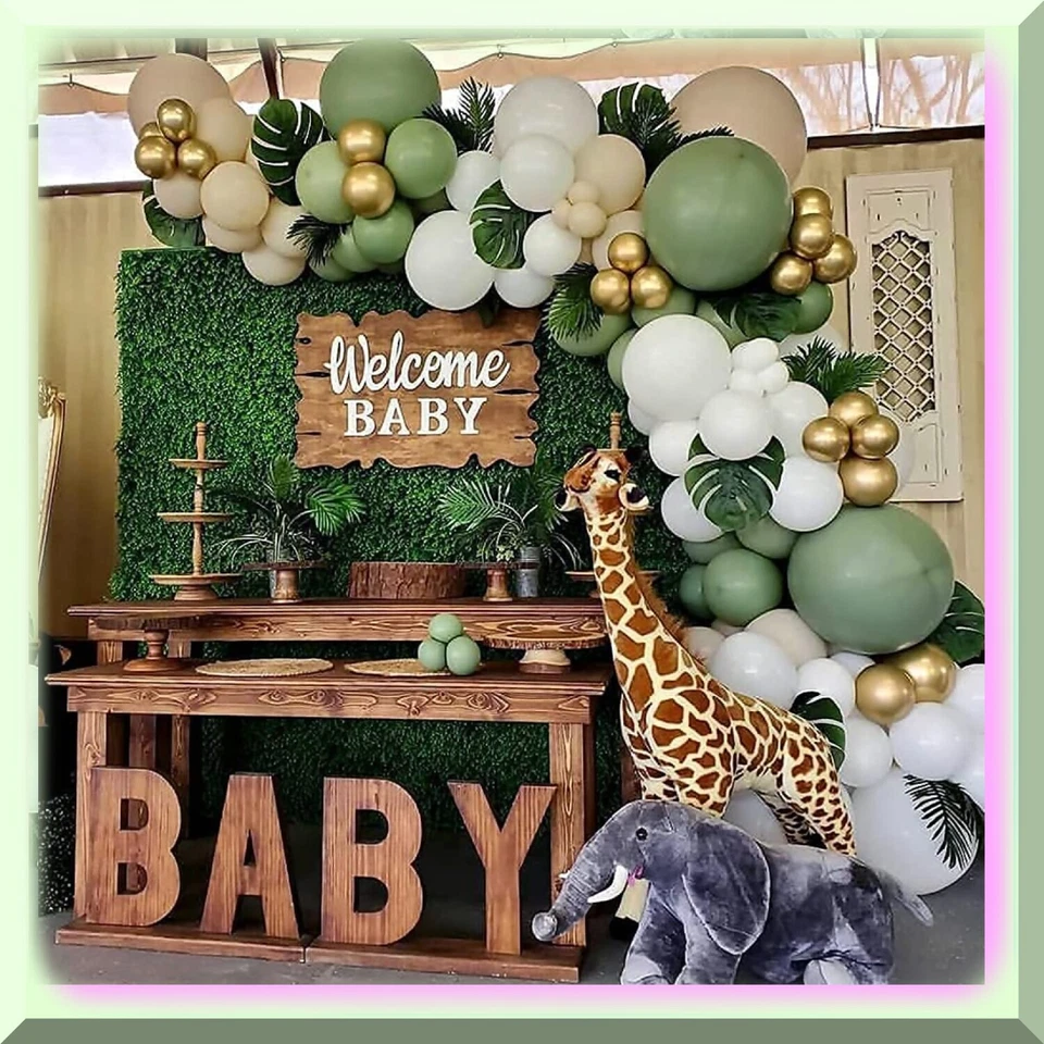 Sage Green Jungle Bliss Balloon Garland Kit - Oh Baby Shower, Olive Matte, Happy - Image 4 of 4