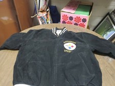 Pittsburgh Steelers Super Bowl XL GIII NFL Mens Black Suede Leather Jacket Sz L