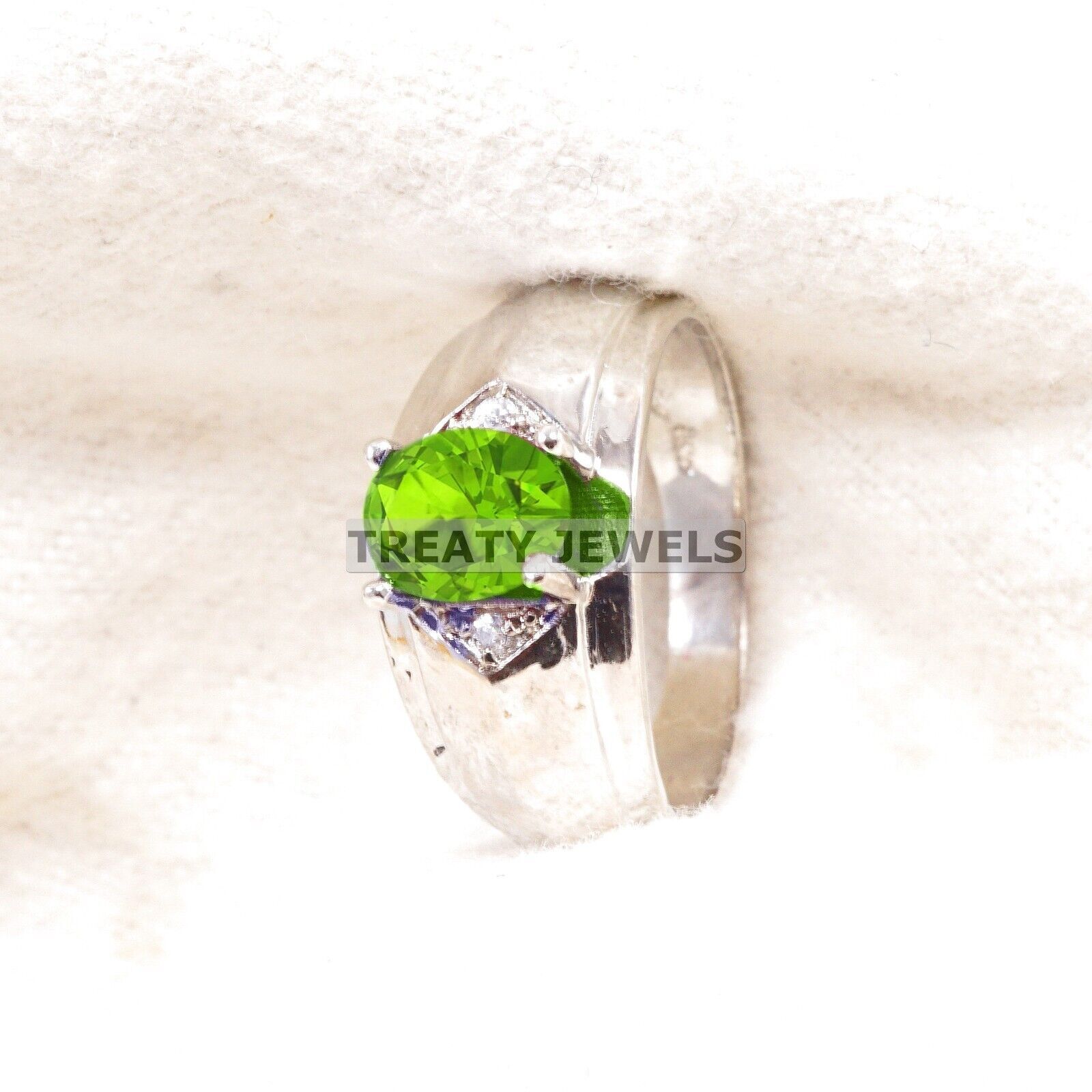 Peridot Oval Cut Gemstone With 925 Sterling Silver Ring For Men's #B499