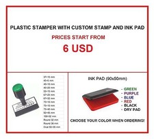 Plastic Handle Stamp - Custom Stamp - Various Sizes - Ink Pad Included