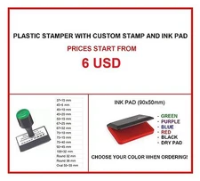 Plastic Handle Stamp - Custom Stamp - Various Sizes - Ink Pad Included