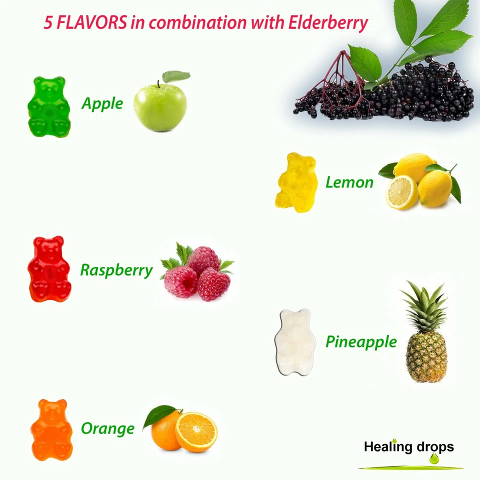 (Paquete de 2) Gomitas de saúco con vitamina C, D de zinc - Gomitas de saúco Sambucus Foto 2 de 4