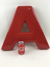 Vintage 18" Large Plastic Red Capital Letter A Sign Initial Wall Mount