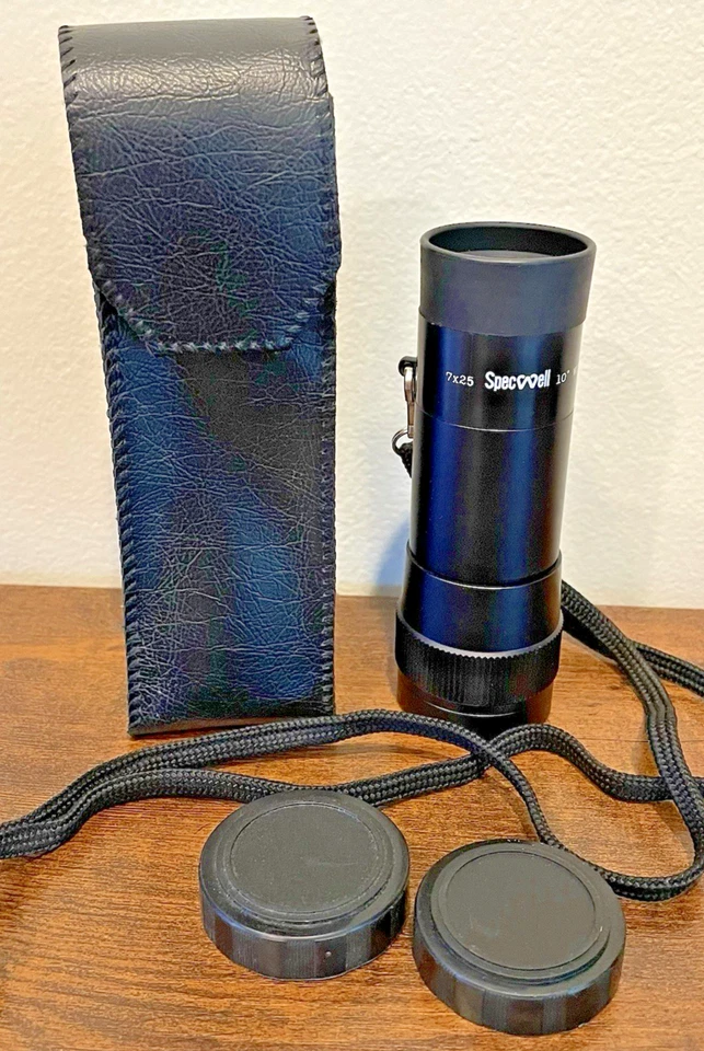 Specwell Monokular 10° 7x25 Extra Short Focus schwarz Etui, Hüllen und Riemen Japan