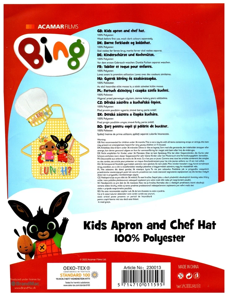 Kinder Schürze Set, Bing Hase Koch Backen Schürze Set, offiziell lizenziert - Bild 3 von 3