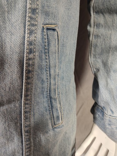 Forever 21 small blue denim button down jacket 100% cotton pockets long sleeve - Picture 5 of 13