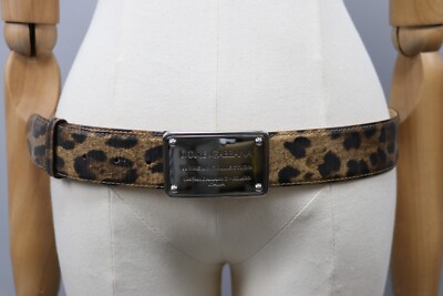 Authentic Dolce & Gabbana leopard print belt Leopard-print glossy calfskin belt with DG logo in Animal  main image 2