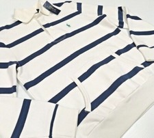 Polo Ralph Lauren Striped Polo Collar Fleece Rugby Shirt Pullover Sweatshirt S