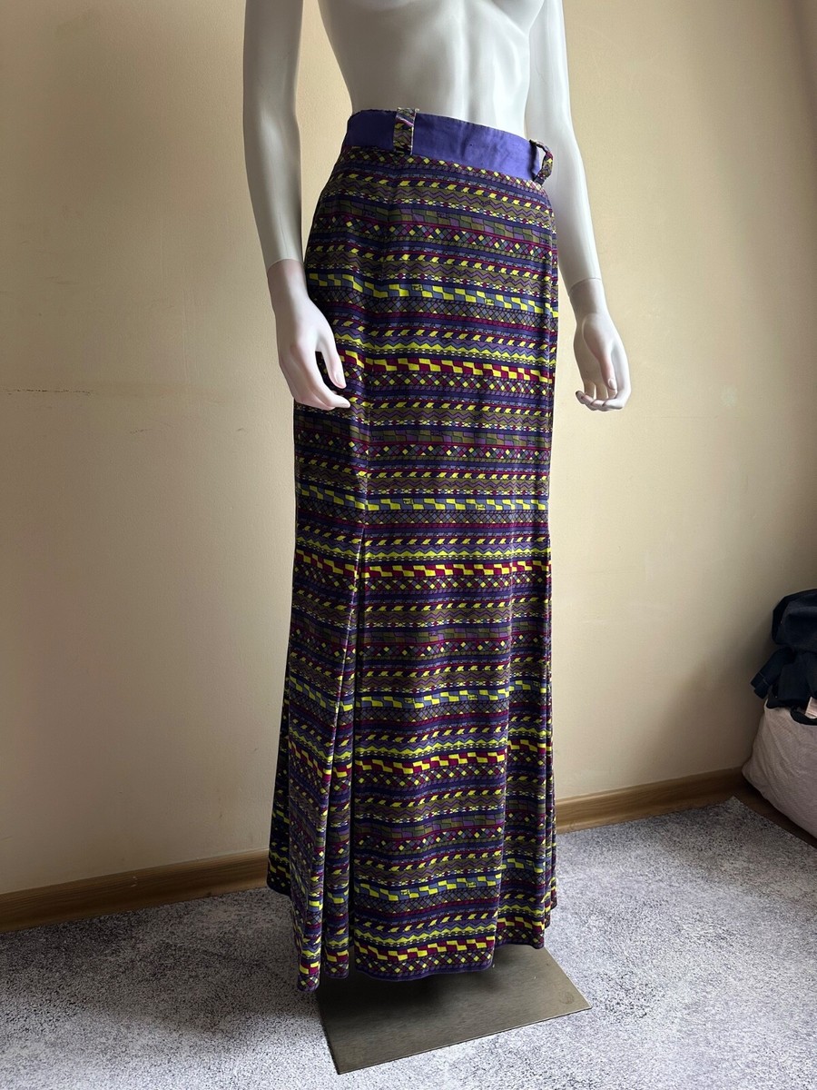 Vintage Emilio Pucci Velvet Maxi Skirt Multicolor Psychedelic