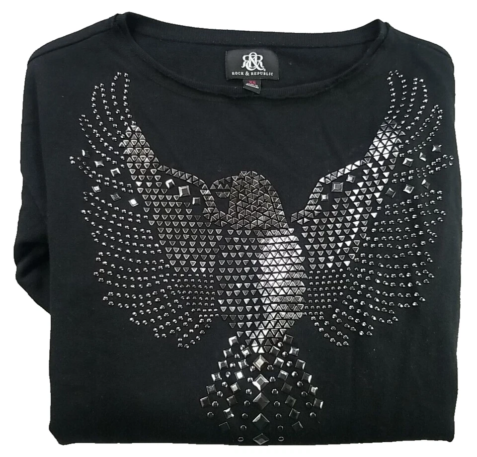 Sudadera Rock Republic Mujer XS Tachonada Y2K Motociclista Años 90 Grunge EE. UU. Eagle Foto 2 de 4