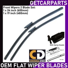 Citroen C4 Cactus Front Wiper Blades (24" + 19") from 2014-2021 w/ Spray Nozzle