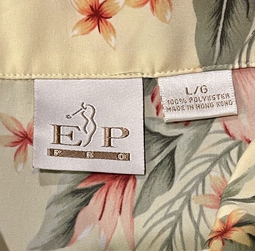 EP Pro Womens Golf Button Up Sleeveless Tank Top Shirt Polo Beige Floral Large - Picture 7 of 9