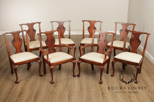 Ralph Lauren Georgian Style Set Of Eight Carved Dining Chairs - Picture 2 of 13