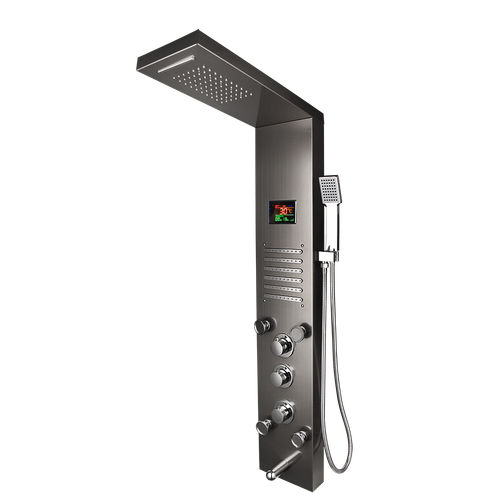 6-Way LED Shower Panel Tower System Black Digital 4 Massage Jets Shower Faucet - Picture 11 of 11