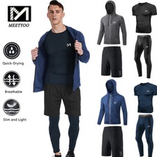 4Pcs/Set Men's Compression Pants Shirt Top Long Sleeve Jacket Athletic Sets