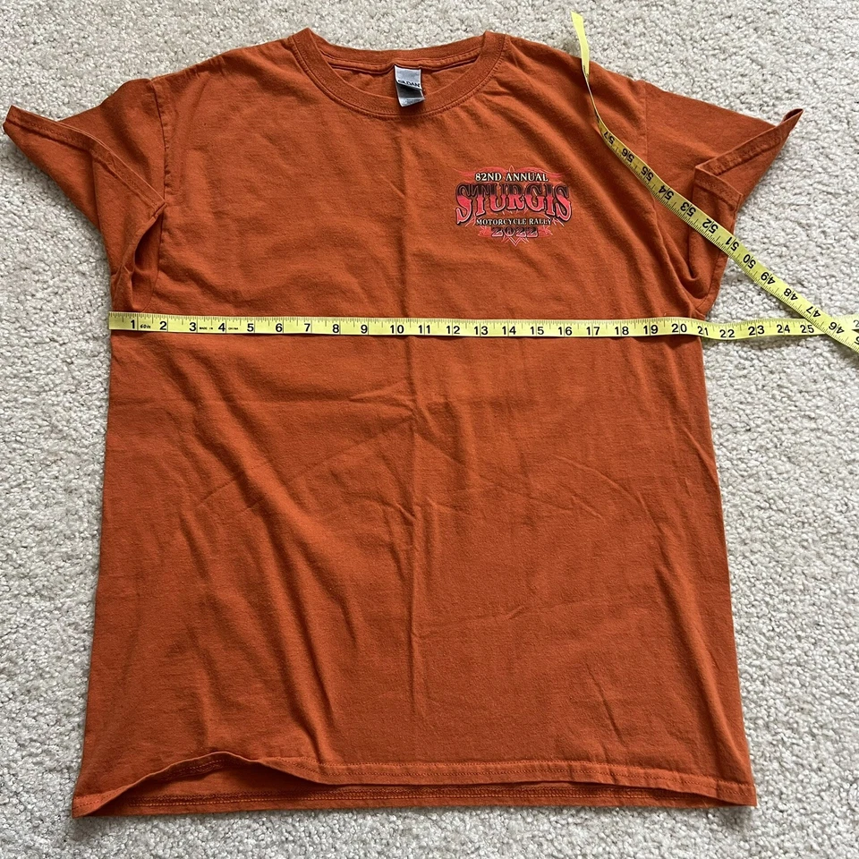 Camiseta Sturgis 82ª Anual Motocicleta Tamanho Grande Laranja Queimado - Imagem 4 de 4