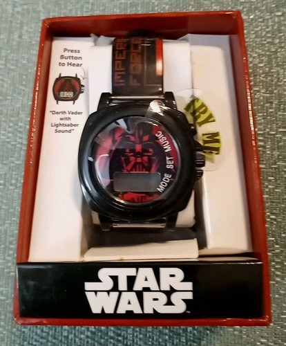 Vintage Star Wars Watch Darth Vader Mint In Box New Old Stock Needs Battery