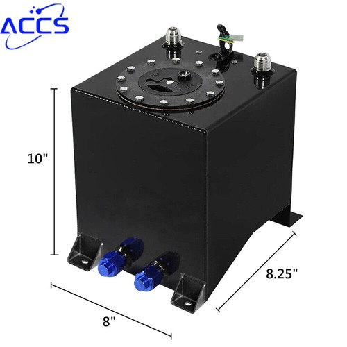2.5 Gallon Fuel Tank Aluminum Racing Drift Fuel Cell Gas Tank Whit Level Sender - Foto 2 di 10