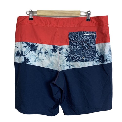 Billabong Platinum Men's size 38 Red Blue Color Block Board Shorts - Picture 3 of 7