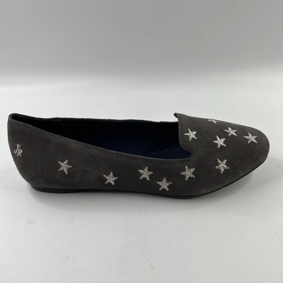 Zapatos de ballet Jack Rogers para mujer 6M gris gamuza bordada estrellas sin cordones planos Foto 2 de 4