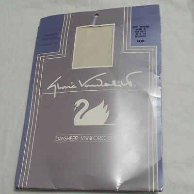 Gloria Vanderbilt Day Sheer Reinforced Toe Off White Pantyhose Size C Ships FREE