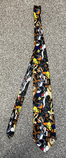 Vintage 1990s Looney Tunes Mania Neck Tie Black Cartoon Warner Bros Men's Adult