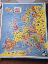 Vintage Victory Plywood Jigsaw Puzzle Europe - Complete  box fair FREEPOST 