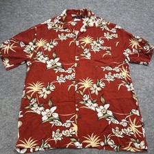 Vintage Ocean Pacific Short Sleeve Button Up Shirt Men  s L Hawaiian Floral Red