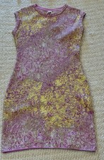 Missoni Valentino Knit Sheath Dress Pink Yellow Metallic Gold It 42 US 6