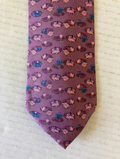 Ferrell Reed Men's Necktie Tie Silk Repp Purple Pink Blue Floral Repeat 58"